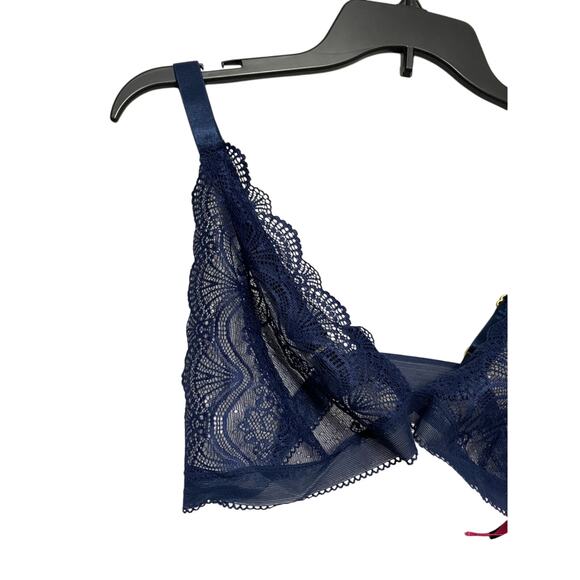 Seven 'til Midnight Bralette Bra Stretch Lace Adjustable Straps Blue W US 1X NWT - Picture 7 of 11